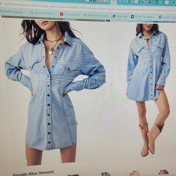 Free People We the Free Sammi Denim Mini Dress SMALL - Picture 1 of 13